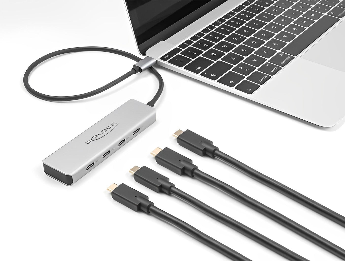 מפצל USB-C 10Gbps עם 4 יציאות USB-C כולל כבל באורך 35 ס"מ - delock.israel