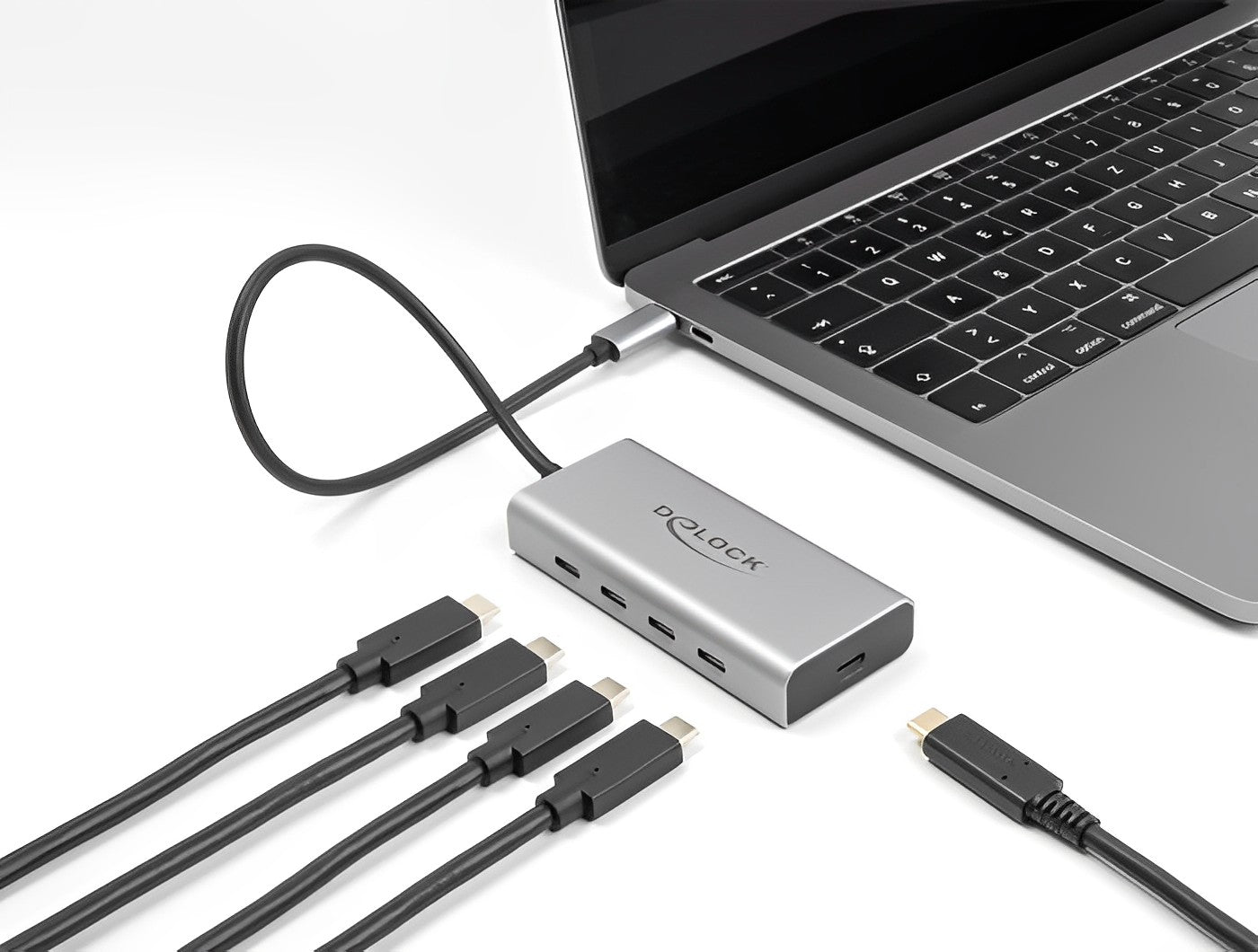 מפצל USB-C 10Gbps PD 85Watt עם 4 יציאות USB-C כולל כבל באורך 30 ס"מ - delock.israel