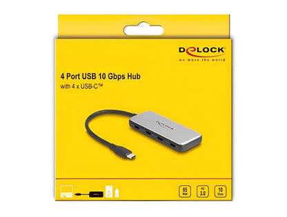 Delock USB 10 Gbps USB Type-C™ Hub with 4 x USB Type-C™ female and PD 85 Watt - delock.israel