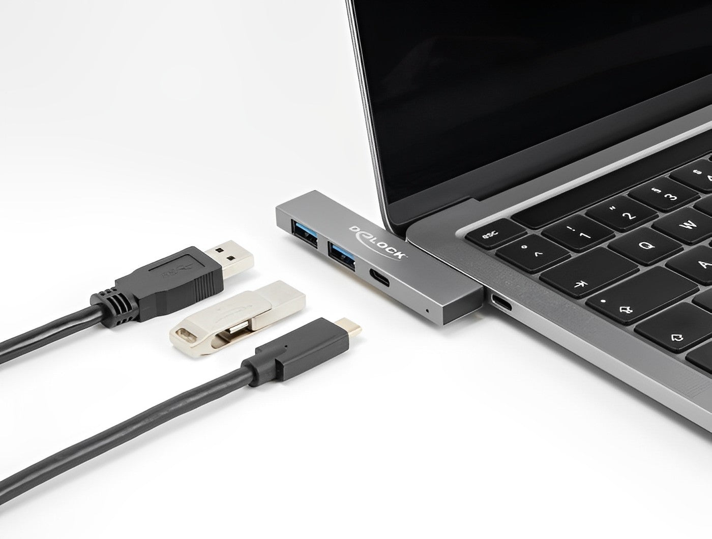 Delock 3 Port Slim USB Hub with USB Type-C™ to 1 x USB 5 Gbps USB Type-C™ + 2 x USB 5 Gbps Type-A - delock.israel