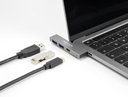 Delock 3 Port Slim USB Hub with USB Type-C™ to 1 x USB 5 Gbps USB Type-C™ + 2 x USB 5 Gbps Type-A - delock.israel