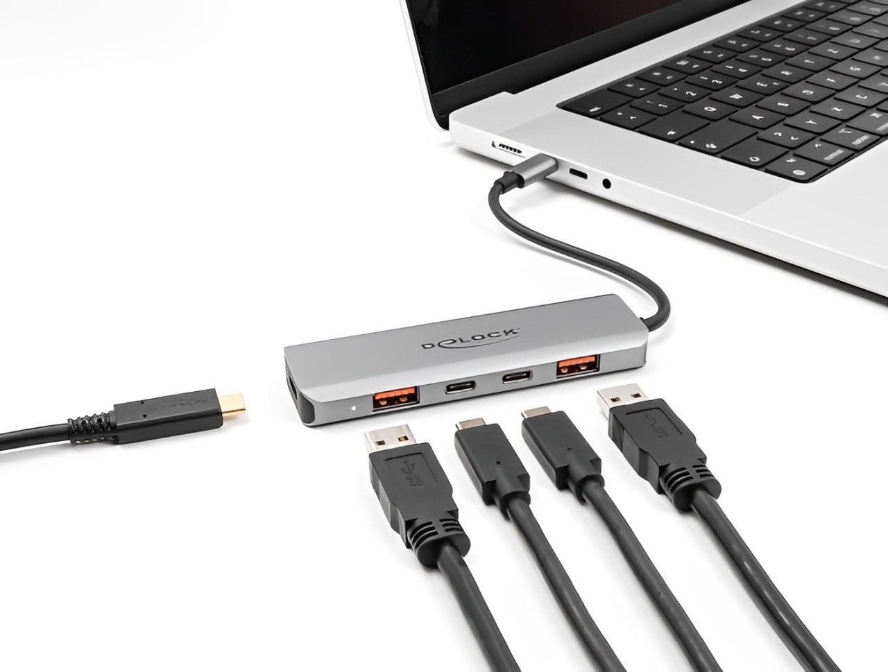 Delock USB 10 Gbps 2 Port USB Type-A + 2 Port USB Type-C™ Hub with USB Type-C™ connector and PD 95 Watt - delock.israel