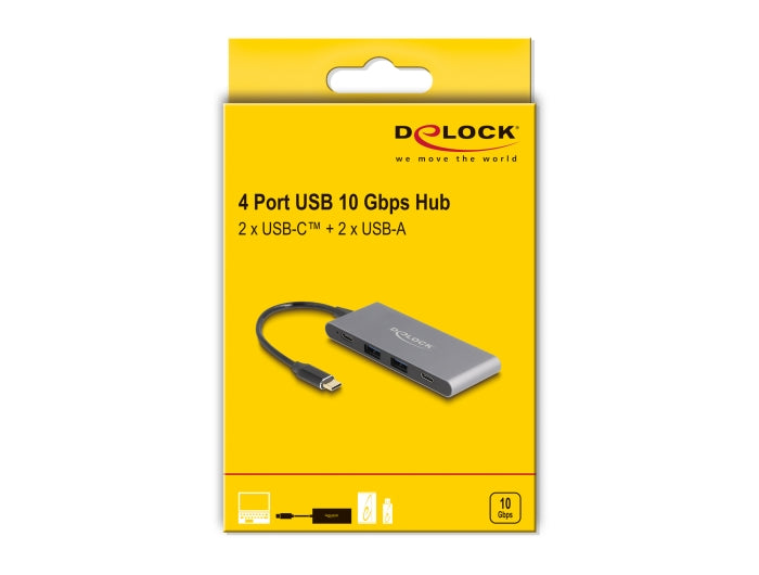 Delock 4 Port USB Type-C™ Hub with 2 x USB Type-A and 2 x USB Type-C™ 10 Gbps_delock.israel