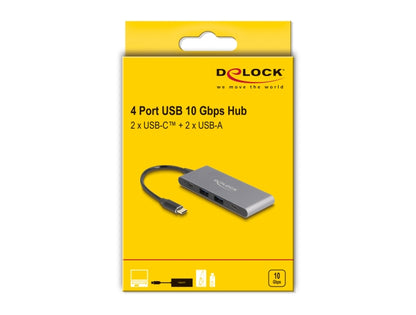 Delock 4 Port USB Type-C™ Hub with 2 x USB Type-A and 2 x USB Type-C™ 10 Gbps_delock.israel