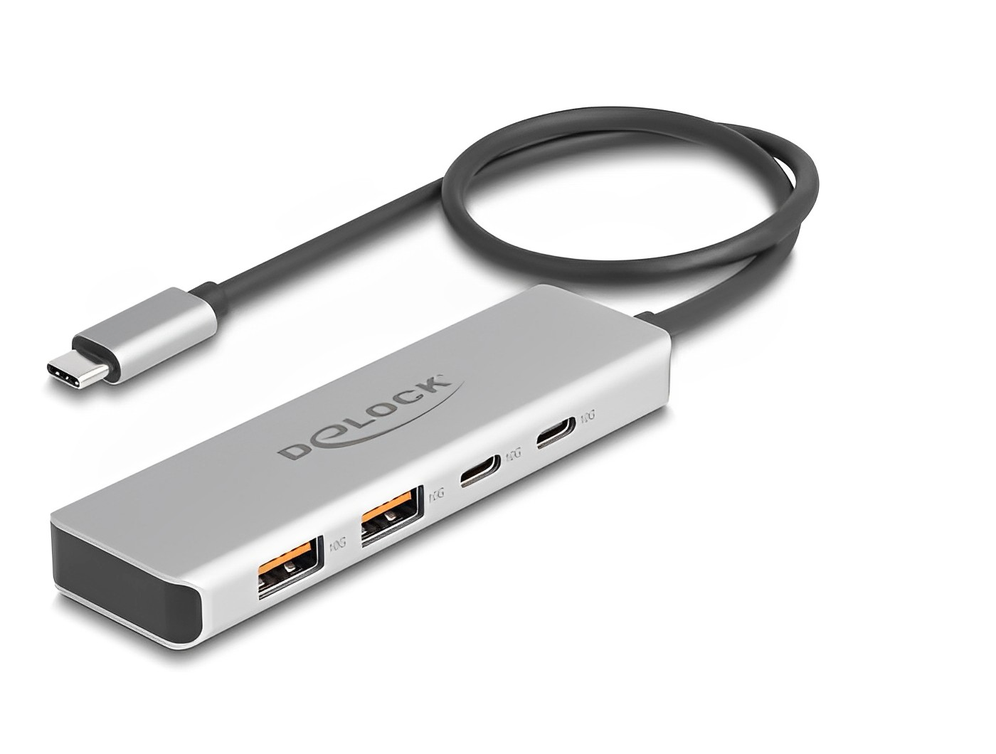 מפצל USB-C 10Gbps עם 4 יציאות USB-A/C כולל כבל באורך 35 ס"מ - delock.israel