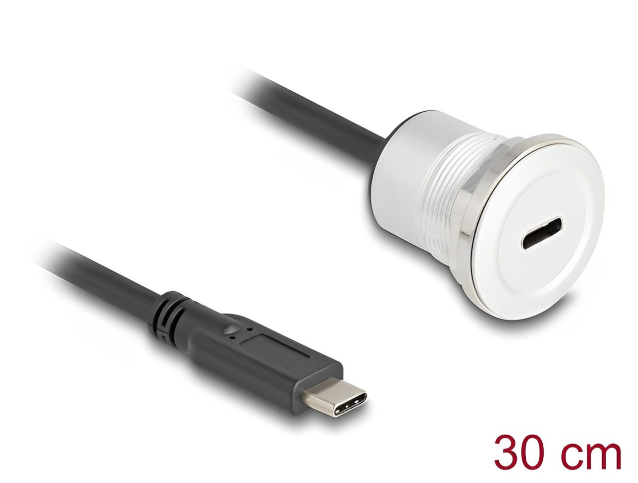 Delock USB 10 Gbps Type-C™ built-in female with cable plug 30 cm aluminium - delock.israel