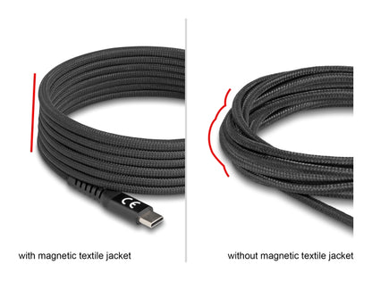 Delock USB 2.0 Cable USB Type-C™ male to male with magnetic textile jacket PD 3.0 60 W - delock.israel