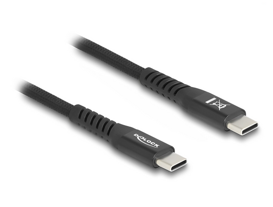 כבל טעינה ונתונים USB-C 2.0 מבית DELOCK גרמניה מאפשר חיבור בין מחשב נייד או PC עם יציאת USB-C פנויה לבין התקן עם חיבור USB-C