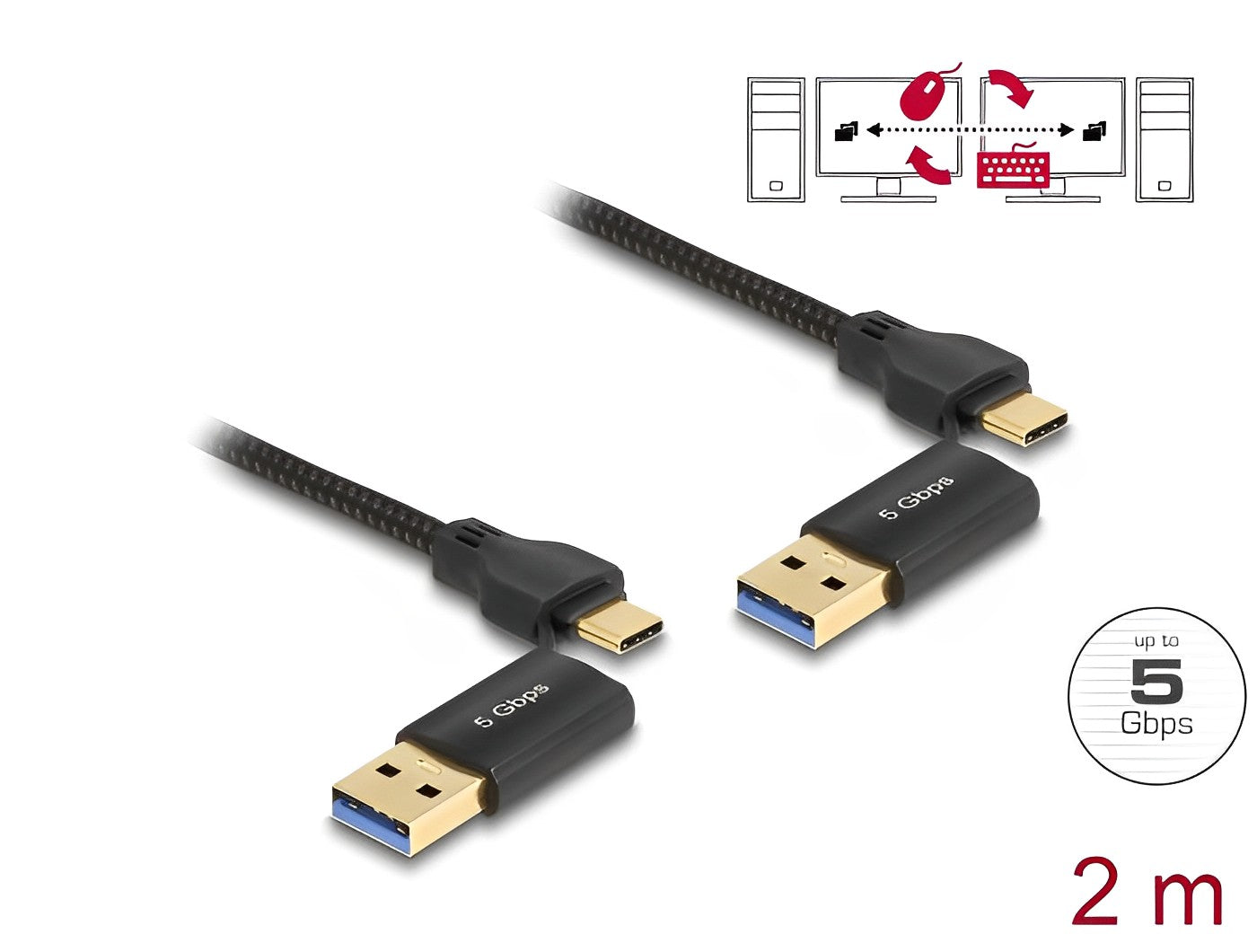 Delock USB Type-C™ 5 Gbps Data Link Cable + KM Switch 2 m - delock.israel