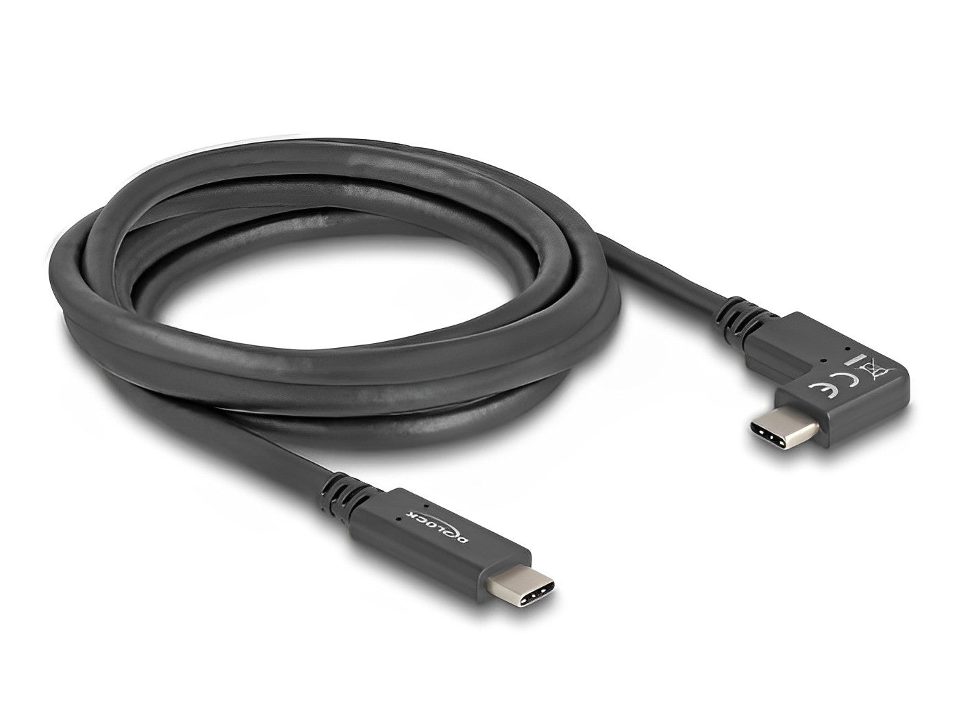 כבל תצוגה ונתונים USB-C 5Gbps 4K HDR ז/ז צד אחד בזווית 90° תומך PD 60W - delock.israel