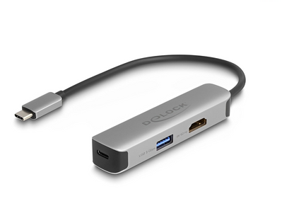 רכזת USB-C 5Gbps האיכותית מבית Delock גרמניה מציעה חיבור של מחשבים, טאבלטים או סמארטפונים עם USB-C למסכי HDMI ברזולוציה של 4K @ 60Hz כולל יציאת USB-A לחיבור התקנים נוספים ו-USB-C עם תמיכה בהעברת נתונים ובטעינה בהספק של עד 92W (Power Delivery)