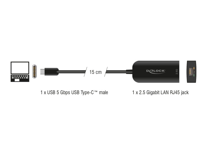 Delock USB Type-C™ Adapter to 2.5 Gigabit LAN - delock.israel