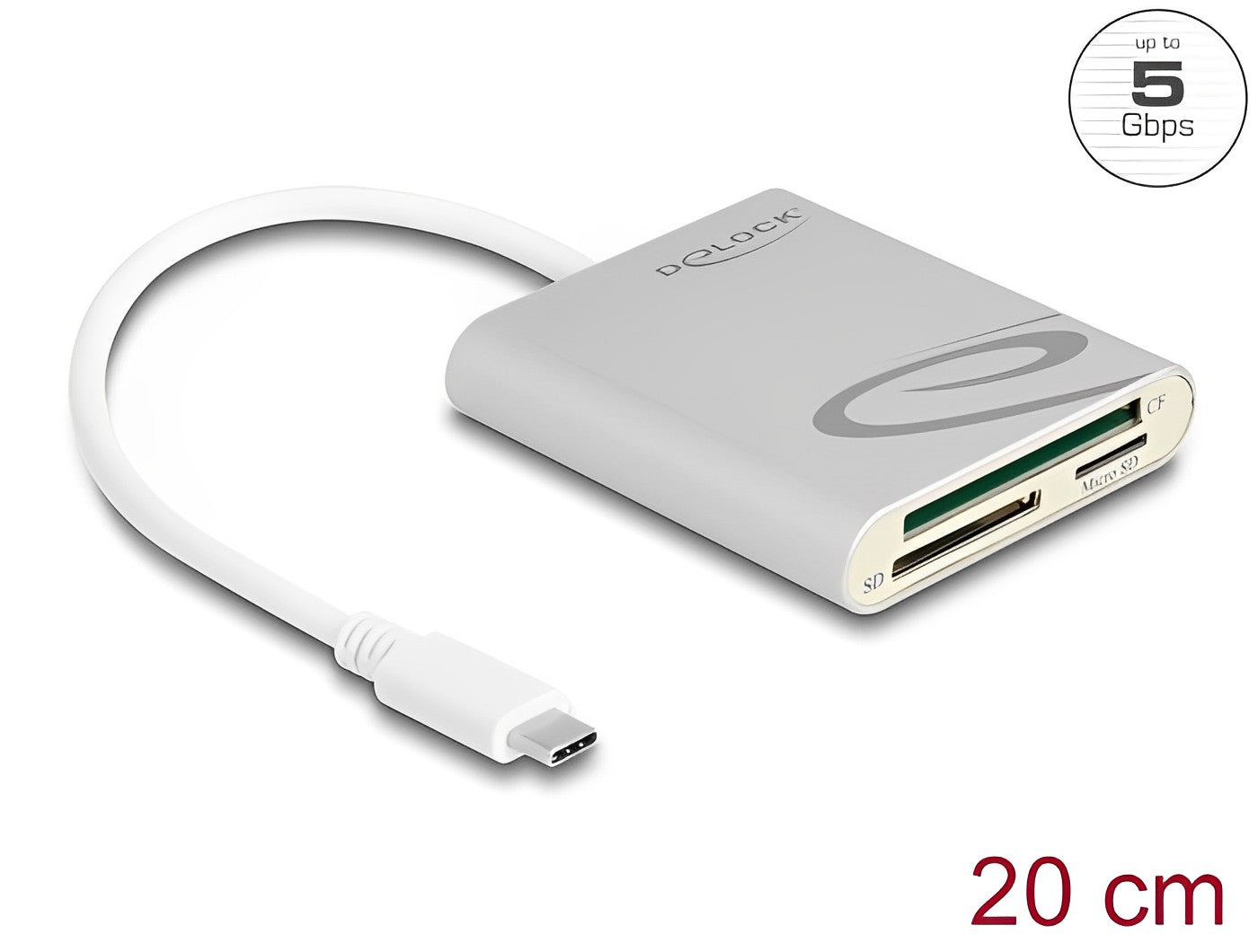 קורא כרטיסים USB-C עבור כרטיסי זיכרון Compact Flash / SD / Micro SD - delock.israel