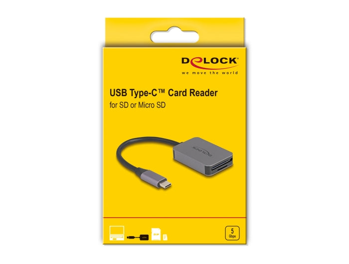 Delock USB Type-C™ Card Reader in aluminium enclosure for SD or Micro SD memory cards - delock.israel