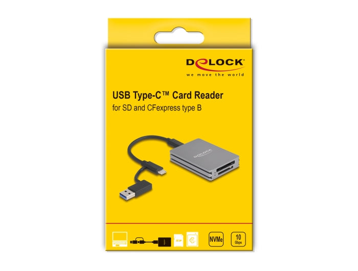 Delock USB Type-C™ Card Reader for SD and CFexpress type B memory cards - delock.israel