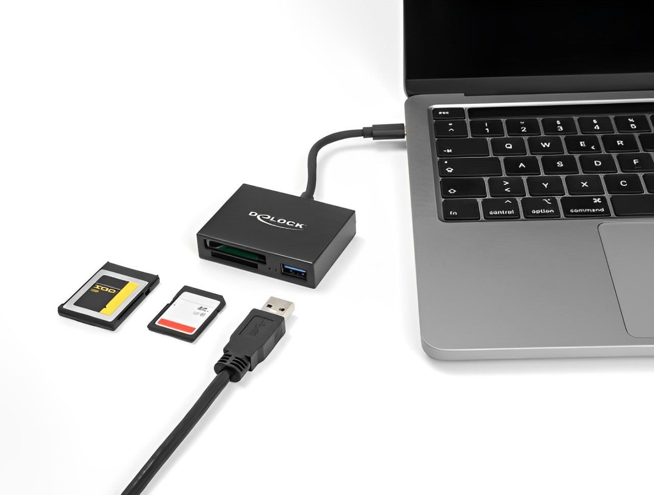 Delock USB-C™ Card Reader for XQD and SD memory cards + USB 5 Gbps Type-A port-_delock.israel