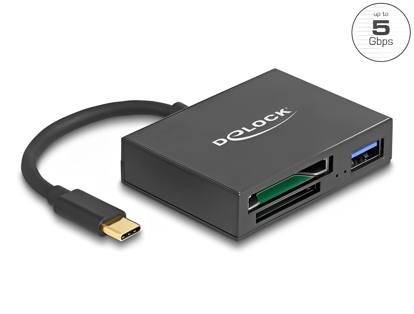 Delock USB-C™ Card Reader for XQD and SD memory cards + USB 5 Gbps Type-A port-_delock.israel