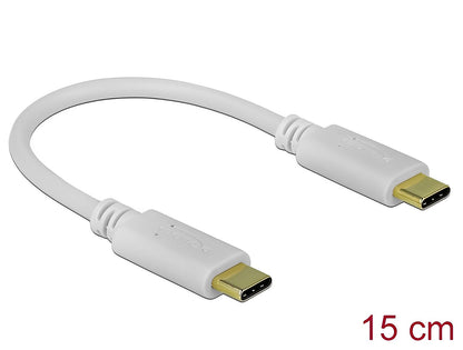 כבל טעינה USB-C ז/ז תומך PD 5A 100 W אורך כבל 15 ס"מ - delock.israel