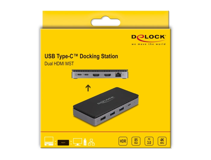 Delock USB Type-C™ Docking Station 4K - Dual HDMI MST / USB / Gibabit LAN / PD 3.0 85 W - delock.israel