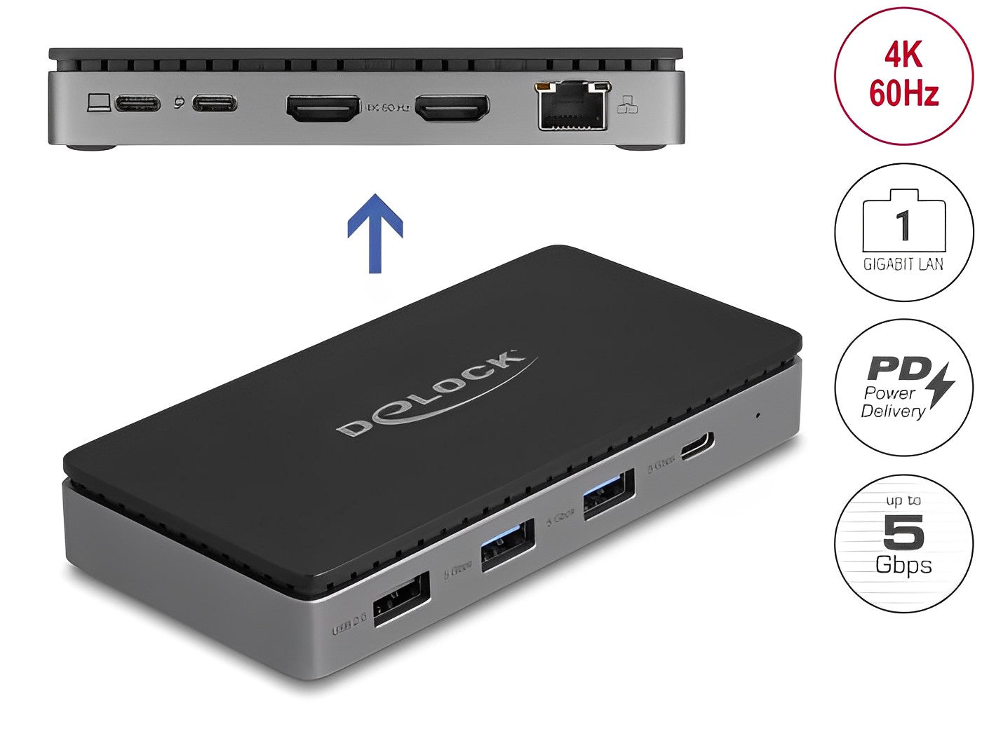 Delock USB Type-C™ Docking Station 4K - Dual HDMI MST / USB / Gibabit LAN / PD 3.0 85 W - delock.israel