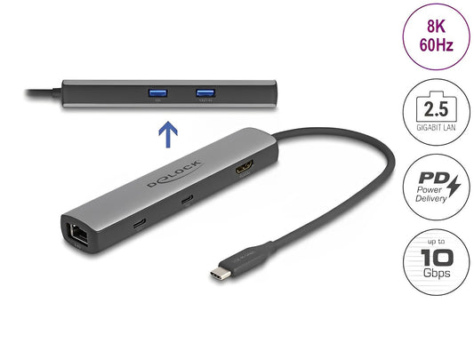 תחנת עגינה USB-C 40 Gbps 8K HDMI / 2.5 Gigabit LAN למחשב נייד דגם D87865 - delock.israel