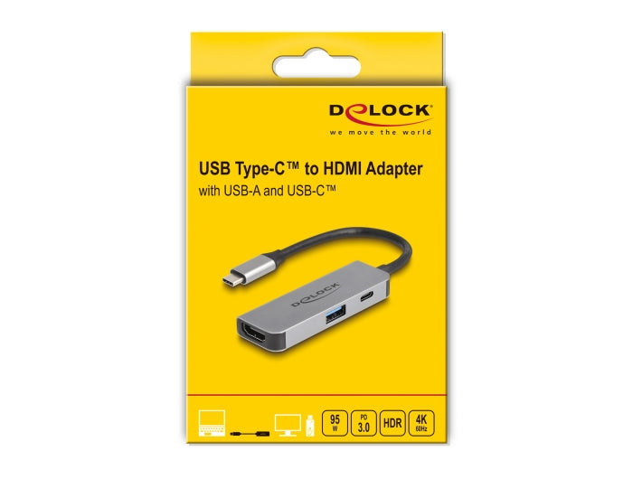 Delock USB Type-C™ Adapter to HDMI 4K 60 Hz with USB Type-A and USB Type-C™ PD 95 W - delock.israel