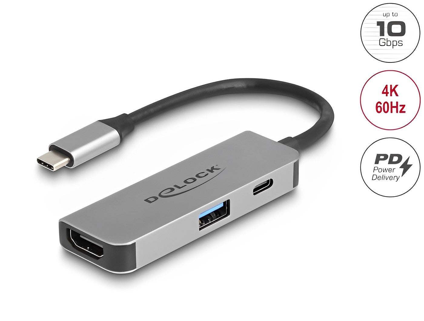 Delock USB Type-C™ Adapter to HDMI 4K 60 Hz with USB Type-A and USB Type-C™ PD 95 W - delock.israel