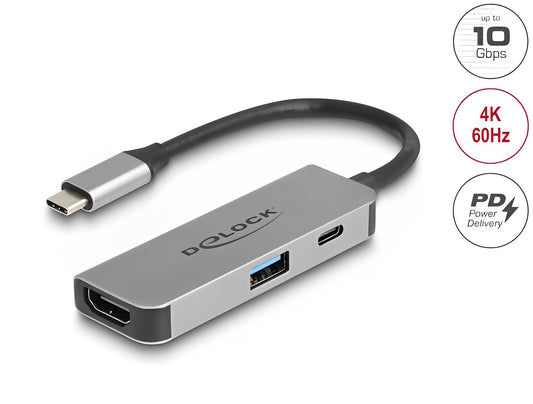 Delock USB Type-C™ Adapter to HDMI 4K 60 Hz with USB Type-A and USB Type-C™ PD 95 W - delock.israel