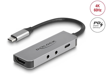 Delock USB Type-C™ Adapter to HDMI 4K 60 Hz and Headset and Microphone port + USB Type-C™ PD 95 W - delock.israel