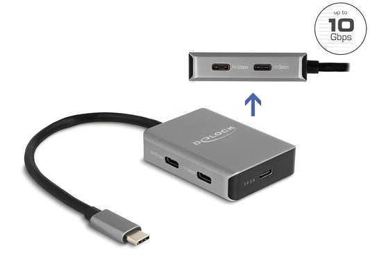 מפצל USB-C 10Gbps אקטיבי עם 4 יציאות USB-C - delock.israel