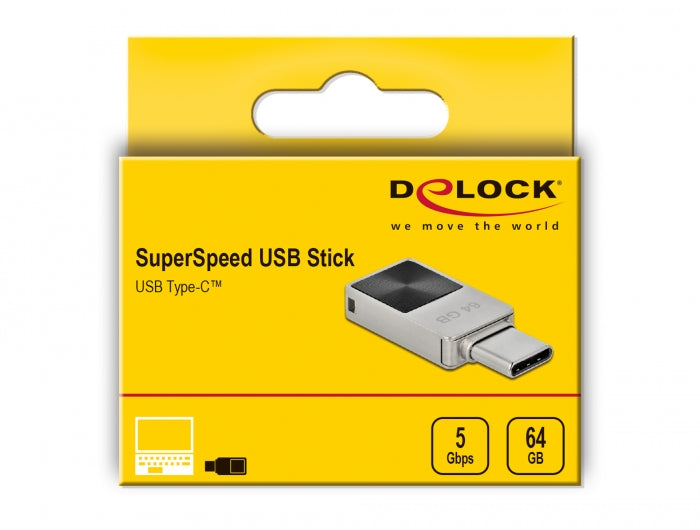 זיכרון נייד USB-C 5 Gbps נפח 64GB - delock.israel