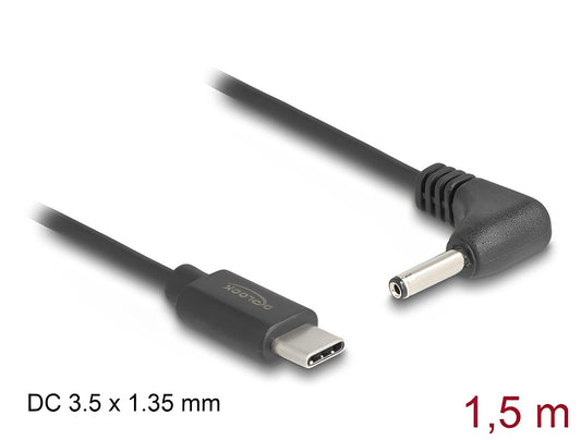 Delock USB Type-C™ Power Cable to DC 3.5 x 1.35 mm male angled 1.5 m - delock.israel