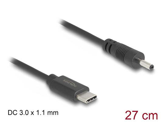 Delock USB Type-C™ Power Cable to DC 3.0 x 1.1 mm male 27 cm - delock.israel