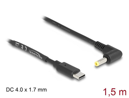 Delock USB Type-C™ Power Cable to DC 4.0 x 1.7 mm male angled 1.5 m - delock.israel