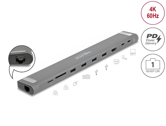 תחנת עגינה USB-C Slim למחשב נייד עם חיבור למסכך HDMI 4K - delock.israel