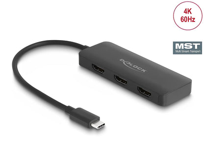 ספליטר USB-C 4K MST לחיבור 3 מסכים HDMI תומך HDR - delock.israel