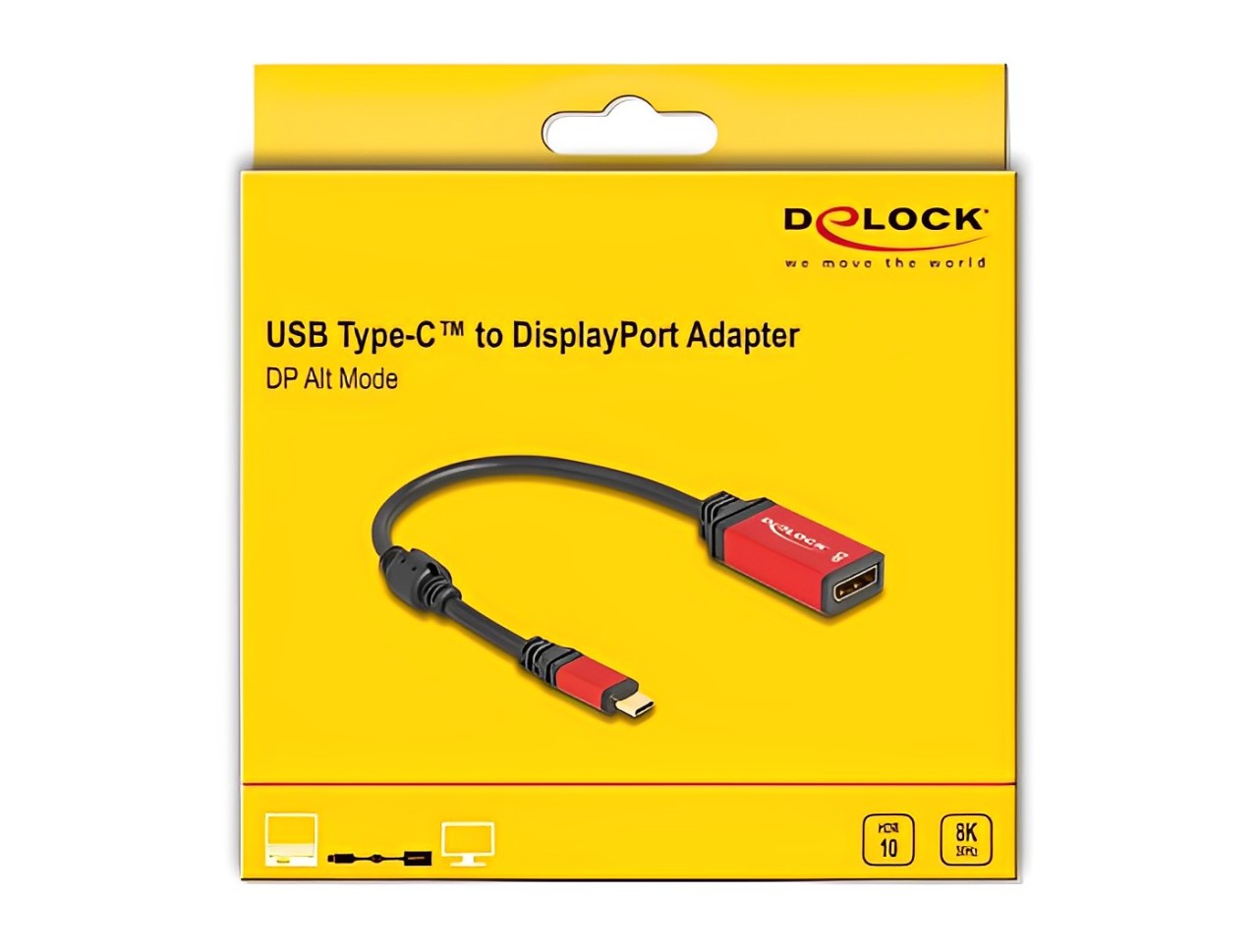 מתאם תצוגה USB-C Red metal לחיבור מסך DisplayPort 8K 30 Hz תומך HDR - delock.israel