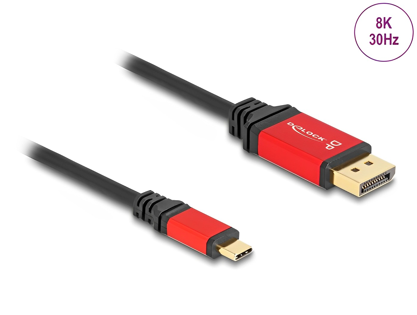 Delock USB Type-C™ to DisplayPort cable (DP Alt Mode) 8K 30 Hz with HDR function red