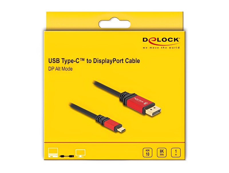 כבל תצוגה USB-C לחיבור מסך DisplayPort 8K ז/ז תומך 30 הרץ - delock.israel