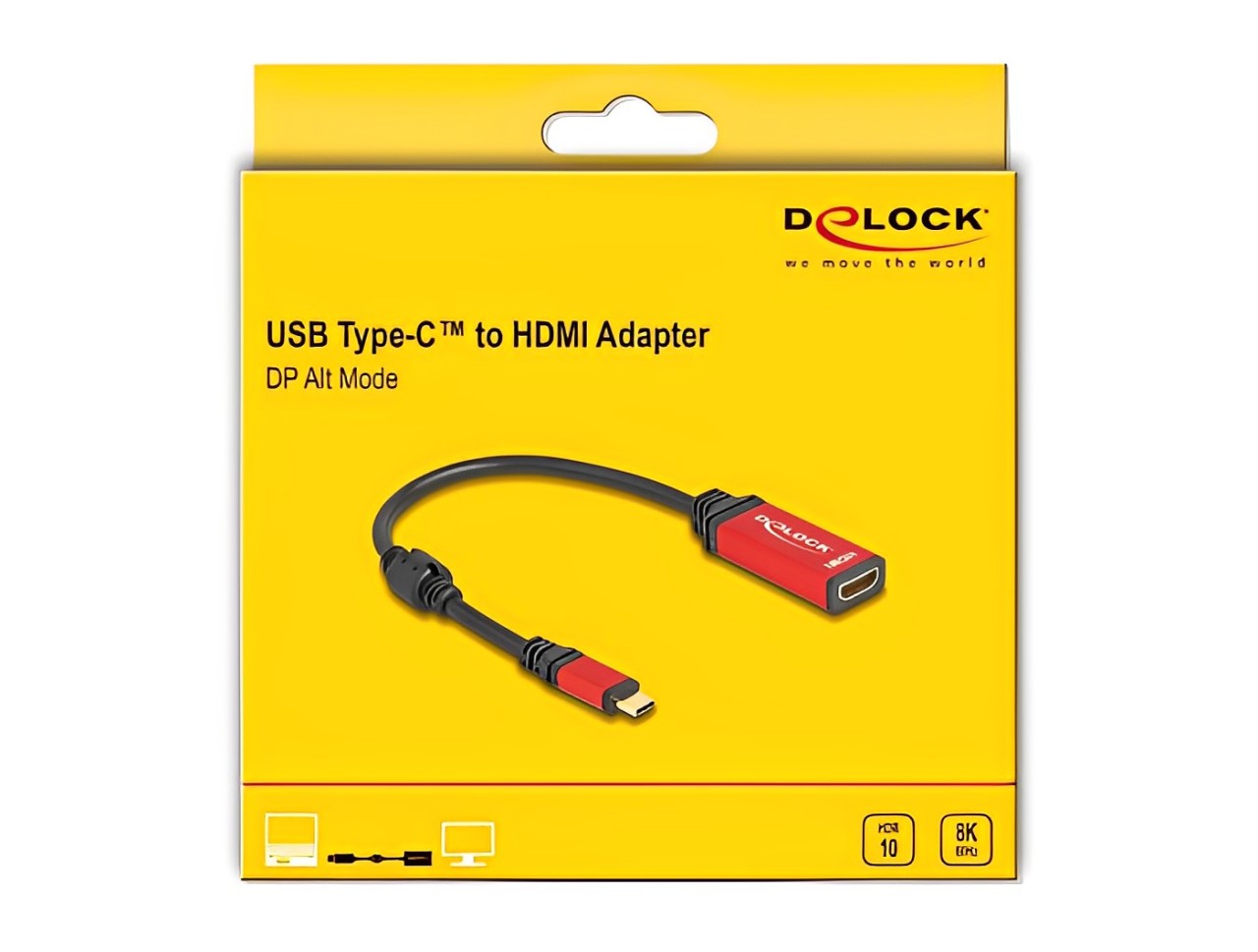 מתאם תצוגה USB-C Red metal לחיבור מסך HDMI 8K 60 Hz תומך HDR - delock.israel