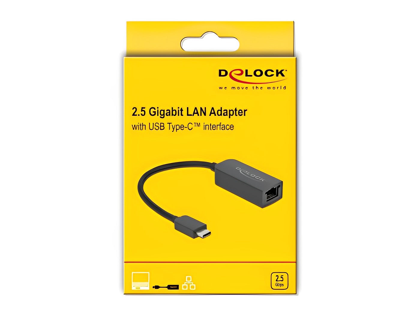 מיני מתאם רשת מחיבור USB-C לחיבור RJ45 2.5Gigabit LAN צ'יפ Realtek | Delock