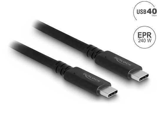 כבל קואקסיאלי Thunderbolt/USB4™ 8K Certified ז/ז 5A 240 watt תומך 40Gb/s אורך 1.2 מטר - delock.israel