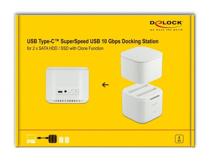 תחנת עגינה USB 3.2 Type-C עבור 2 כונני SATA HDD/SSD 2.5″ עם פונקציית שכפול - delock.israel
