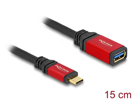 מתאם USB 10Gbps על כבל 15 ס"מ תקע USB-C לשקע USB-A - delock.israel