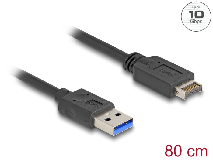 Delock USB 10 Gbps Cable USB Type-E Key A 20 pin male to USB Type-A male 80 cm - delock.israel