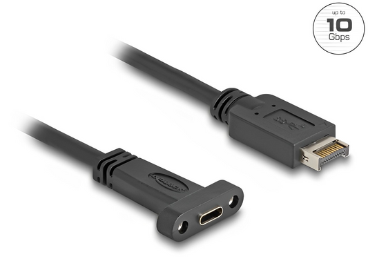 Delock USB 10 Gbps Cable USB Type-E Key A 20 pin male to USB Type-C™ female panel-mount - delock.israel