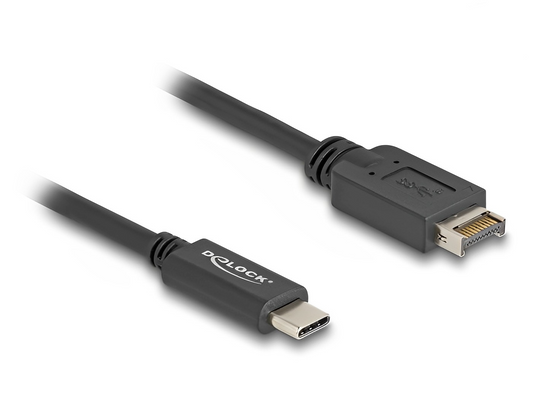 כבל USB 10Gbps מבית DELOCK גרמניה מאפשר חיבור לשקע ה-USB Type-E Key A הקיים על לוח אם או על כרטיס PCI Express, ומאפשר חיבור ל-USB Type-C
