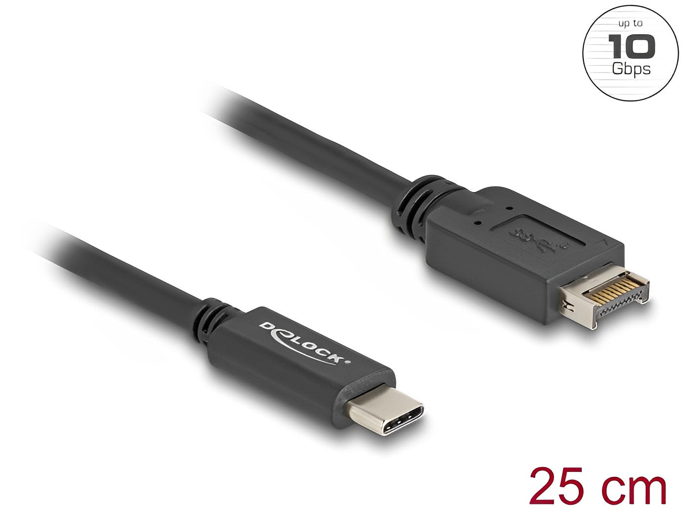 Delock USB 10 Gbps Cable USB Type-E Key A 20 pin male to USB Type-C™ male 25 cm - delock.israel