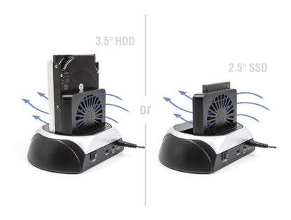 Delock USB 10 Gbps Docking Station for 2.5″ / 3.5″ SATA HDD / SSD or M.2 NVMe PCIe or SATA SSD with fan - delock.israel