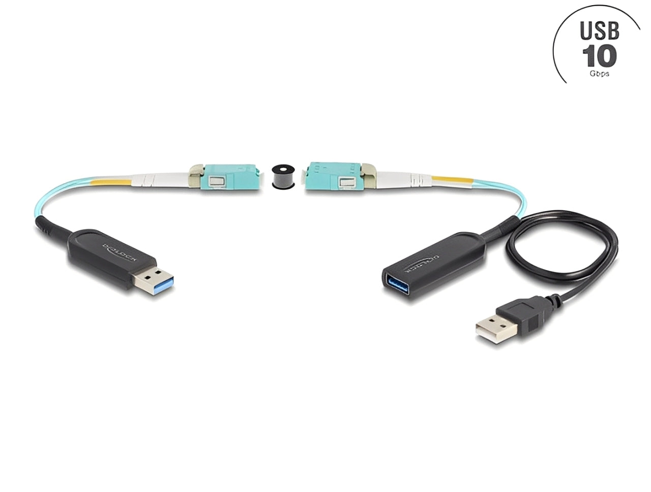 מרחיק אקטיבי USB-A 10Gbps מבית DELOCK גרמניה מאפשרת לך להאריך חיבור USB למרחק ארוך באמצעות כבל סיב אופטי